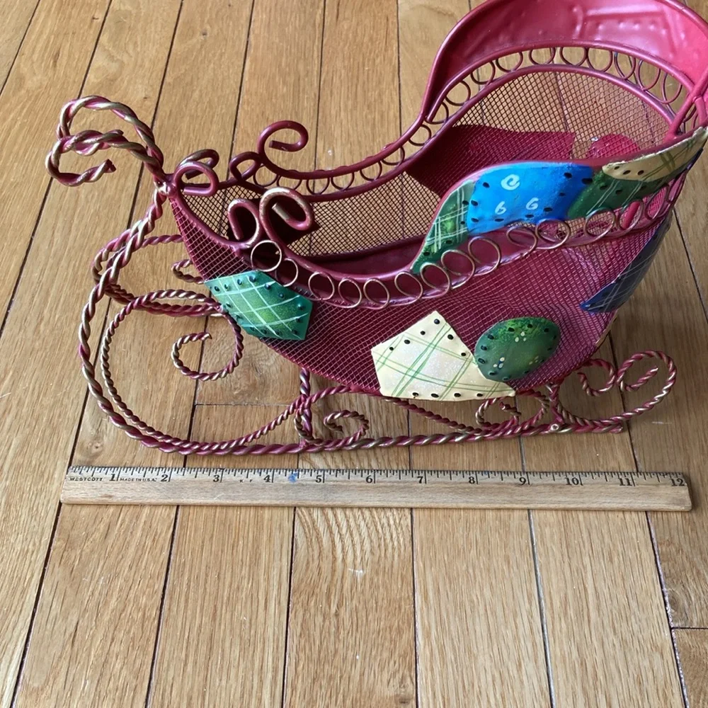 Metal Patchwork Sleigh Centerpiece - Picture 9 of 10